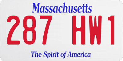 MA license plate 287HW1