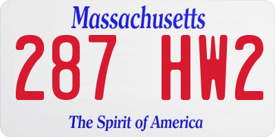 MA license plate 287HW2