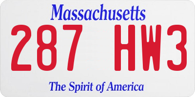 MA license plate 287HW3
