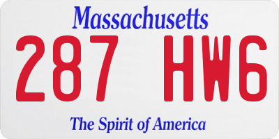 MA license plate 287HW6