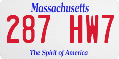 MA license plate 287HW7
