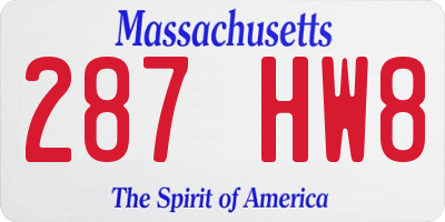 MA license plate 287HW8