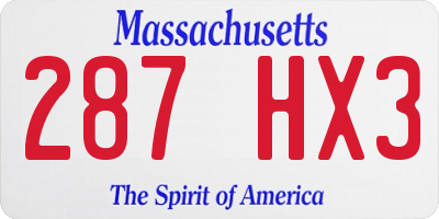 MA license plate 287HX3