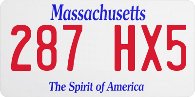 MA license plate 287HX5