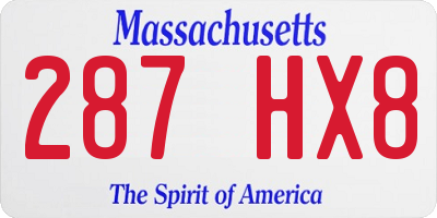MA license plate 287HX8