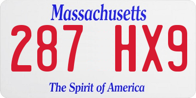 MA license plate 287HX9