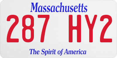 MA license plate 287HY2