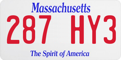 MA license plate 287HY3