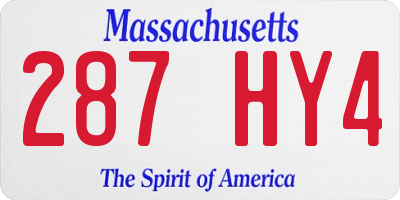MA license plate 287HY4