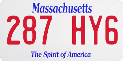MA license plate 287HY6