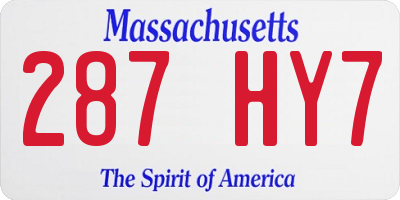 MA license plate 287HY7