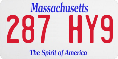 MA license plate 287HY9