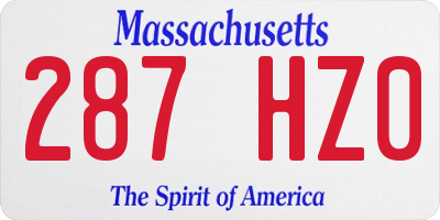 MA license plate 287HZ0