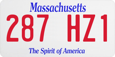 MA license plate 287HZ1