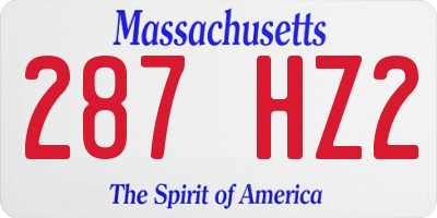 MA license plate 287HZ2