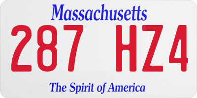 MA license plate 287HZ4