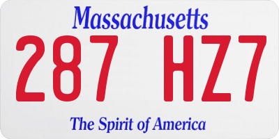MA license plate 287HZ7