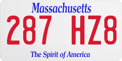 MA license plate 287HZ8