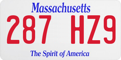 MA license plate 287HZ9