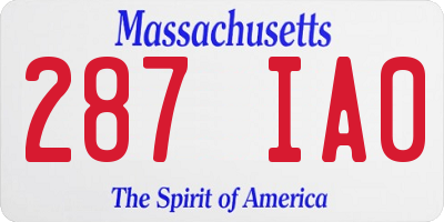 MA license plate 287IA0