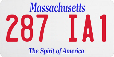 MA license plate 287IA1