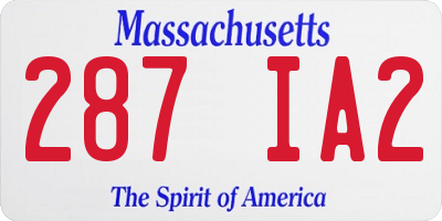 MA license plate 287IA2