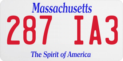 MA license plate 287IA3