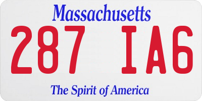 MA license plate 287IA6