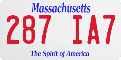 MA license plate 287IA7