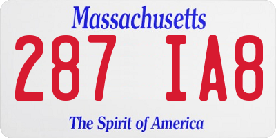 MA license plate 287IA8