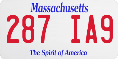 MA license plate 287IA9