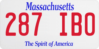 MA license plate 287IB0