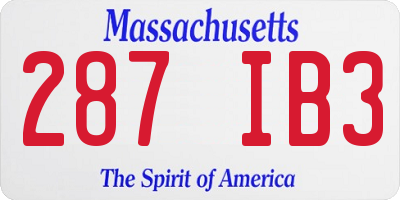 MA license plate 287IB3