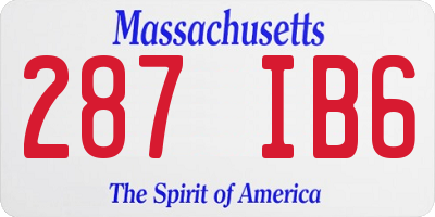 MA license plate 287IB6