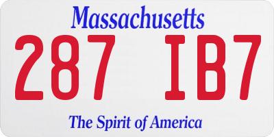 MA license plate 287IB7