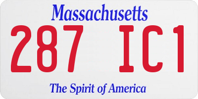 MA license plate 287IC1