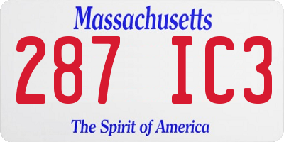 MA license plate 287IC3