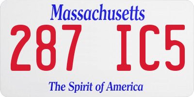 MA license plate 287IC5