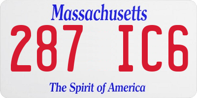 MA license plate 287IC6