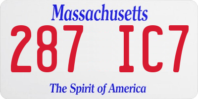 MA license plate 287IC7