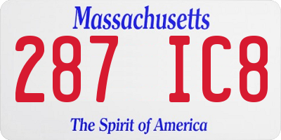 MA license plate 287IC8