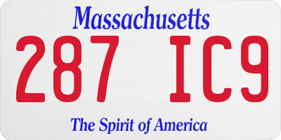 MA license plate 287IC9