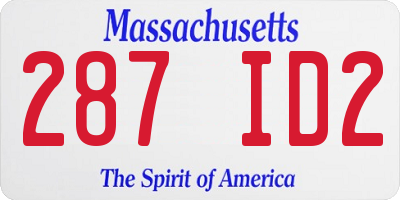 MA license plate 287ID2