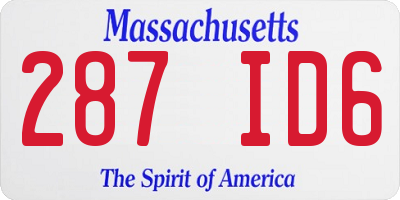 MA license plate 287ID6