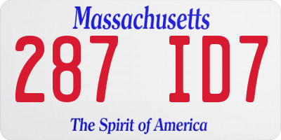 MA license plate 287ID7