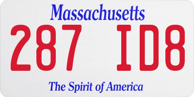 MA license plate 287ID8