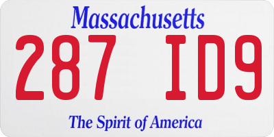 MA license plate 287ID9