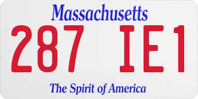 MA license plate 287IE1