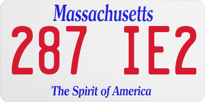 MA license plate 287IE2