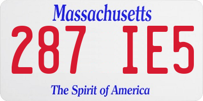 MA license plate 287IE5